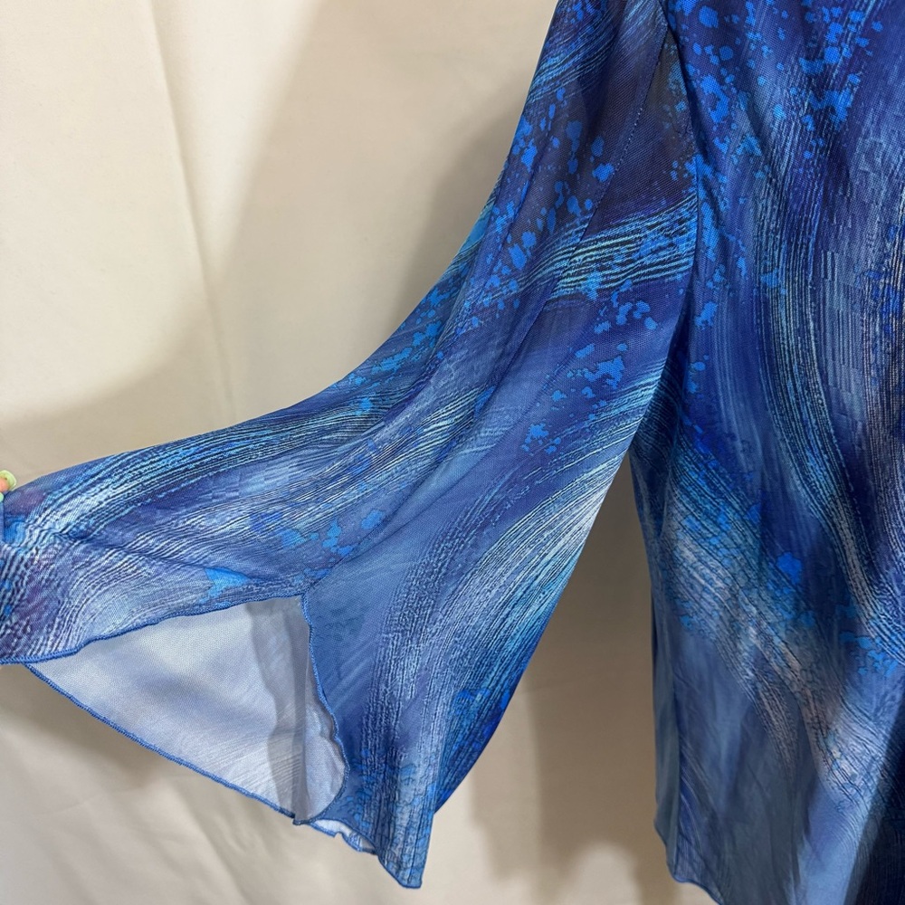 Vibrant Blue Blouse with Long Sleeves - Picture 8 of 12